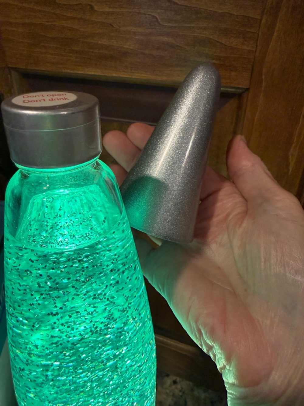 Ashford Glitter Lamp - Green/Silver 18” tall 70s vibes, works great, EUC - Picture 7 of 13